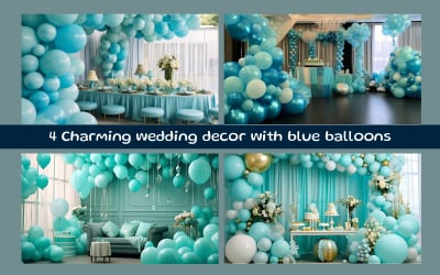 Очаровательный свадебный декор с синими шарами