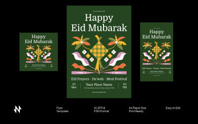 Green Eid Mubarak Flyer Template