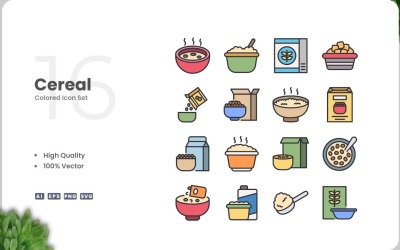 16 Cereal Icon Color Collection