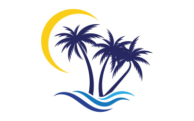 Palm tree summer beach icon illustration template v.4