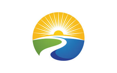 Ilustración del logotipo del icono del concepto de río v.8