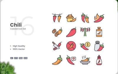 16 Chili Icon Color Collection
