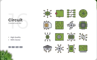 16 Circuit Icon Color Collection