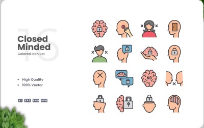 16 个思想封闭的图标颜色集
