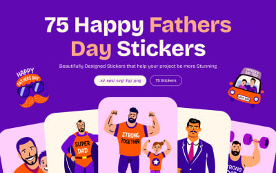 Modern  Happy Fathers Day Stickers
