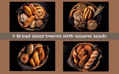 Bread assortments with sesame seeds