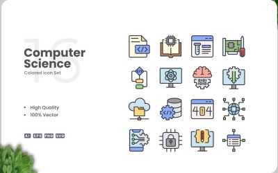 Ensemble de 16 couleurs d&amp;#39;icônes informatiques