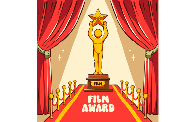 Estátua de prêmio de cinema no tapete vermelho