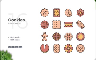 16 набір кольорів значка cookie