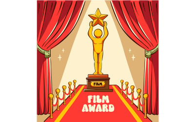 Illustrazione della statua del premio cinematografico sul tappeto rosso