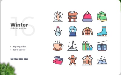 16 Collezione colori icona invernale
