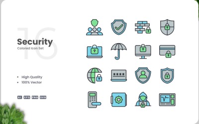 16 set di colori delle icone di sicurezza