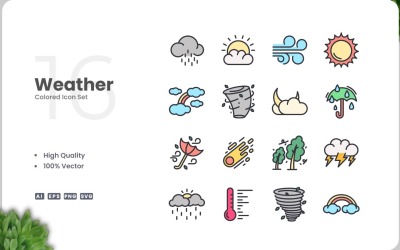16 set di colori delle icone meteo