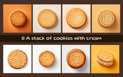 A stack of cookies with cream