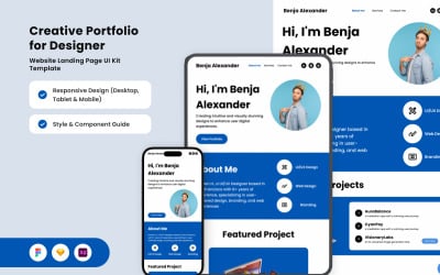Бенджа Олександр – цільова сторінка сміливого та креативного портфоліо