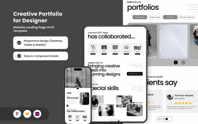 Elena Joylie – Zeitgenössische Portfolio-Landingpage für Designer