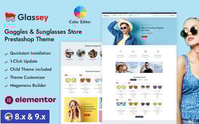 Glassey – Адаптивна тема Prestashop Store для окулярів і окулярів