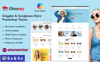Glassey - Gözlük ve Gözlük Mağazası Prestashop Duyarlı Tema