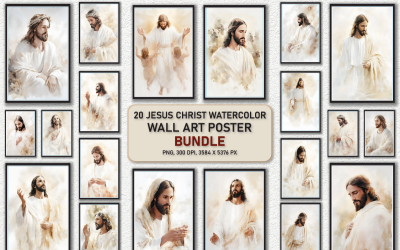 Pacote de pôster de arte de parede em aquarela de Jesus Cristo