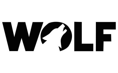 A silhouette of a wolf head