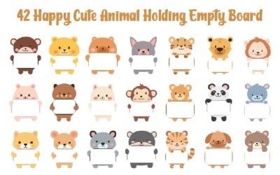 42 Happy Cute Animal Holding Empty Board