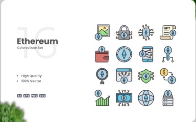 16 Ethereum Icon Color Set