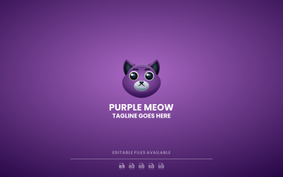 Fioletowe Miau Gradientowe Kolorowe Logo