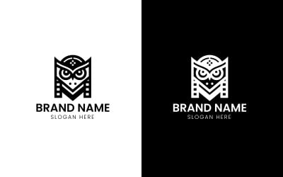 Letter M owl bird logo-819