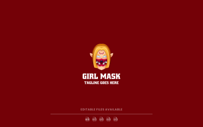 Mädchenmaske, einfaches Maskottchen-Logo