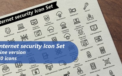 Internet security Line Icon Set template