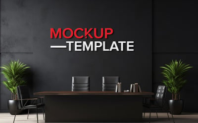 Office Manager Room Black Wall Logo Mockup Psd Template