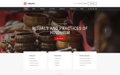 Hindouisme - Modèle de site Web HTML de plusieurs pages pour une organisation religieuse magnifique