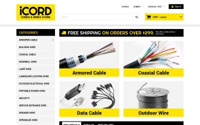 Reszponzív Cords Wires Store PrestaShop sablon 50470