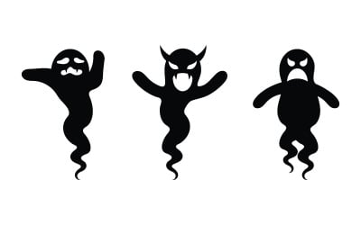 Black Cute ghost Vector icon design illustration v.3