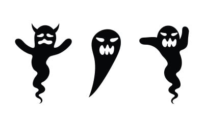 Black Cute ghost Vector icon design illustration v.4