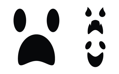 Ilustración de diseño de icono vectorial de fantasma lindo negro v.15