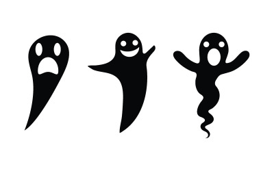 Ilustración de diseño de icono vectorial de fantasma lindo negro v.8