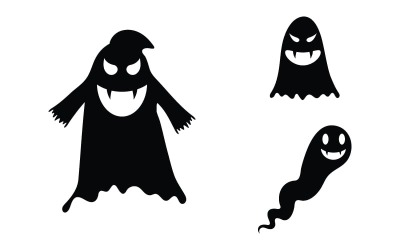 Svart söt spöke vektor ikon design illustration v.1