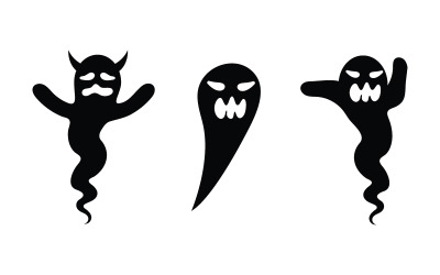 Svart söt spöke vektor ikon design illustration v.4