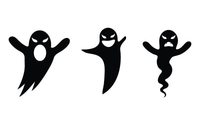 Svart söt spöke vektor ikon design illustration v.5