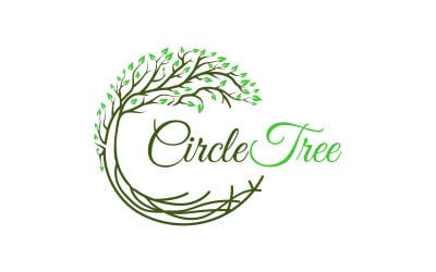Conception de logo de cercle de nature de feuille verte et de racine