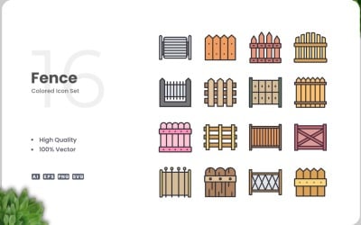 16 Fence Icon Color Collection
