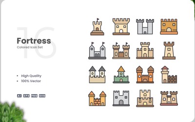 16 Festungssymbol-Farbsatz