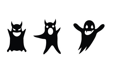 Zwarte schattige spook Vector pictogram ontwerp illustratie v.9