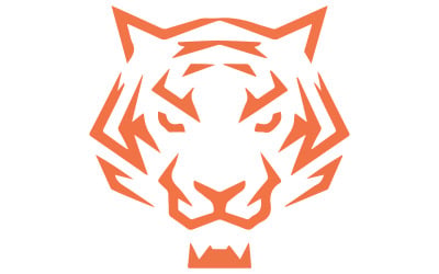 A logo of a tiger head illustration
