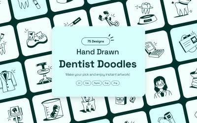 Modern Dentist Doodle Icon Set