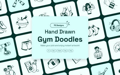 Modern Gym Doodle Icons set