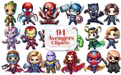 Sevimli Avengers Klip Sanatı, Süper Kahraman Klip Sanatı, Hulk, Örümcek Adam, Thor Black Panther, Demir Adam PNG