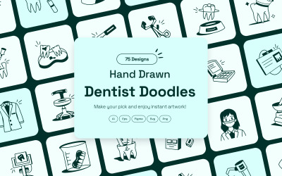 Сучасний стоматолог Doodle набір іконок