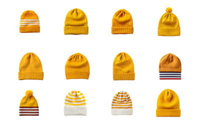 Yellow beanie png bundle template